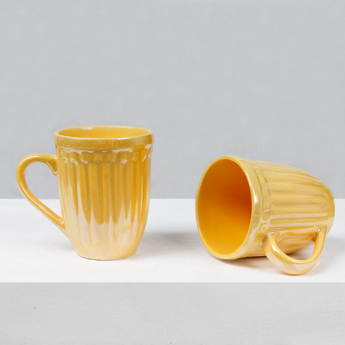 Earth Store Glam Yellow Mug  (Set of 2)