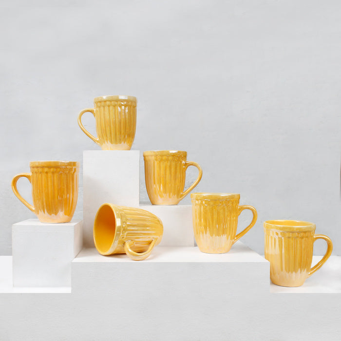 Earth Store Glam Yellow Mugs (Set of 6)