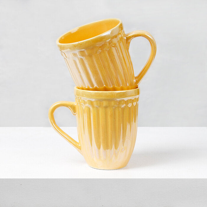 Earth Store Glam Yellow Mug  (Set of 2)