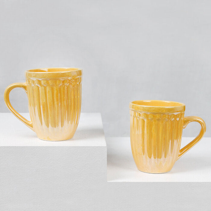 Earth Store Glam Yellow Mug  (Set of 2)