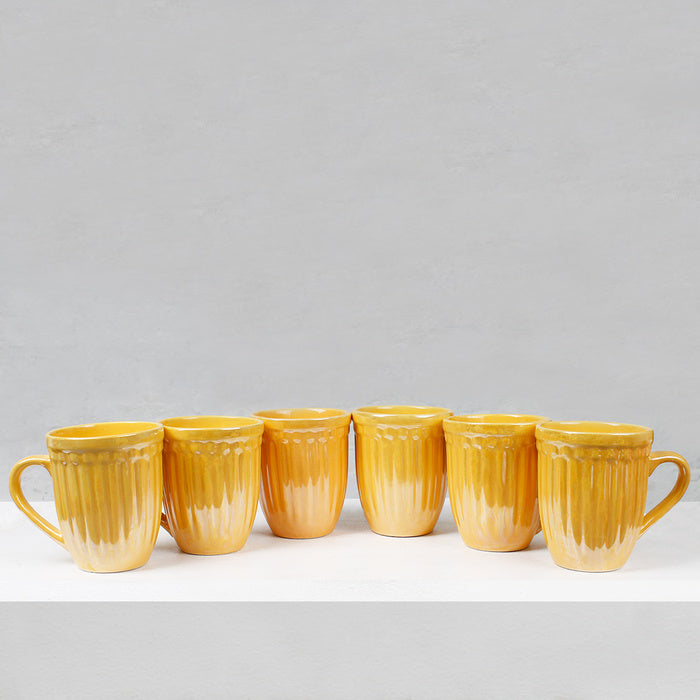 Earth Store Glam Yellow Mugs (Set of 6)