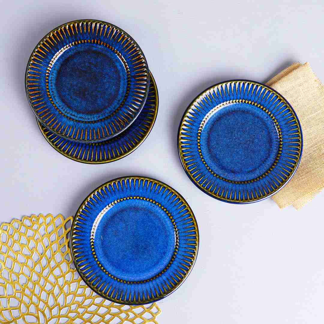 Amalfiee Handmade 7" Exclusive Mehran Salad Plates with Golden Rimmed Edges  Set  of 2pcs