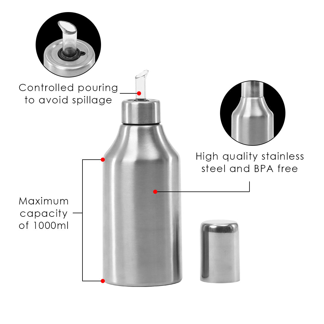 Wonderchef Oil Pourer Stainless Steel - 1 Litre