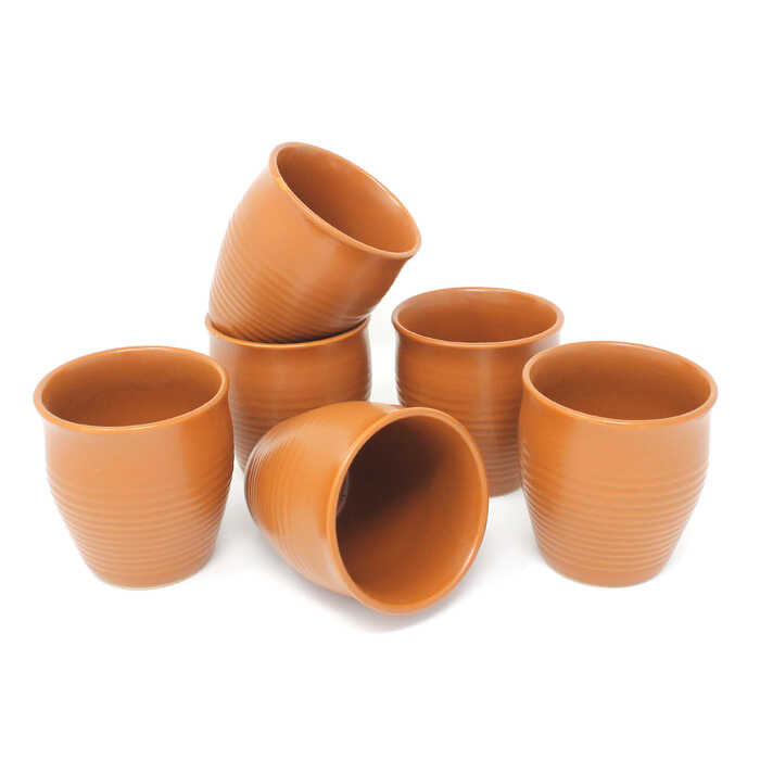 Earth Store Brown Kulhad Tea Cups (Set of 6)