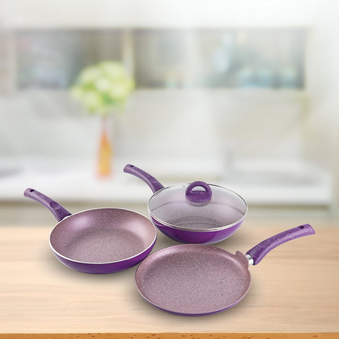 Nutri-Blend Complete Kitchen Machine (Champagne) and Granite Aluminium Nonstick Cookware Set (Purple)