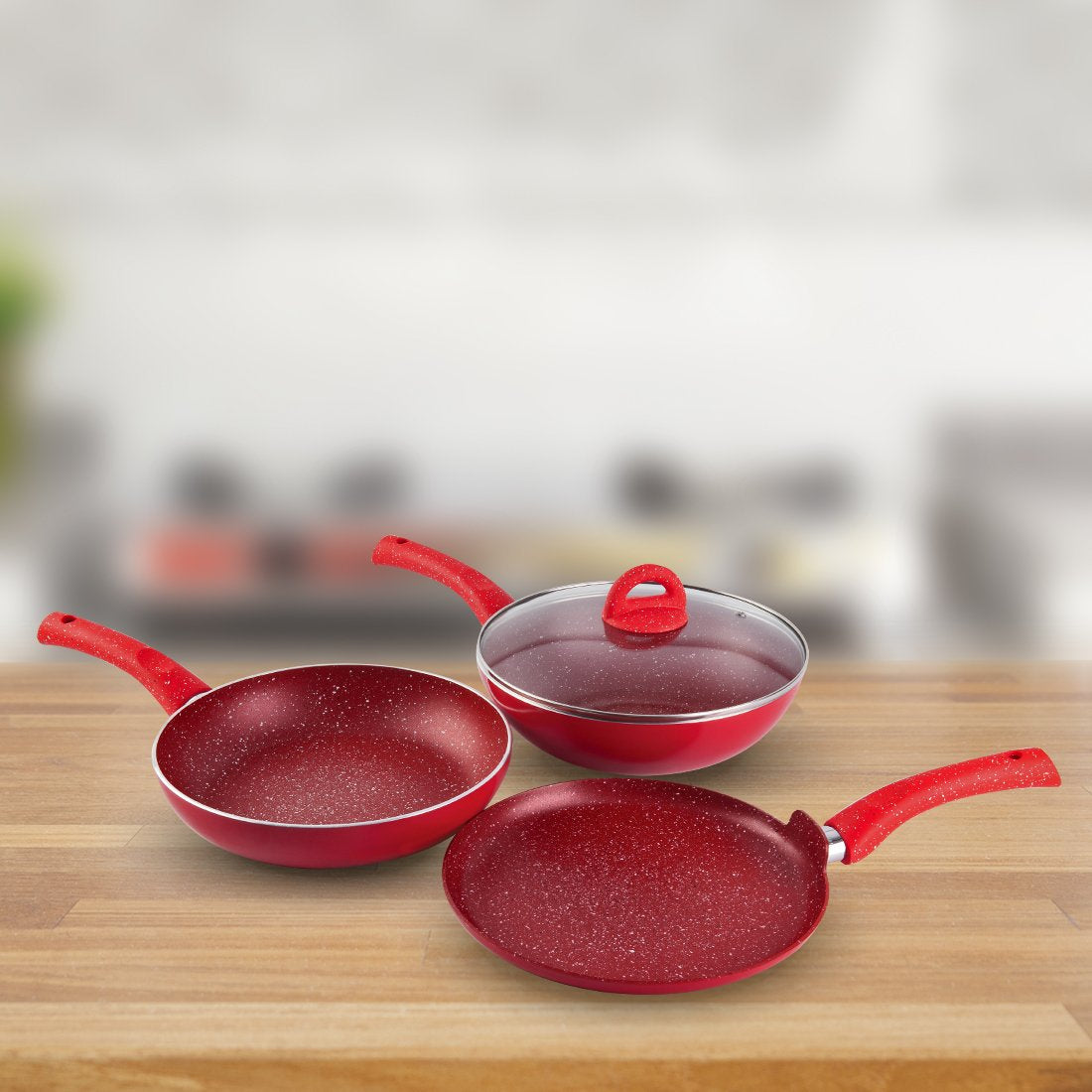 Nutri-Blend Complete Kitchen Machine (Red) and Granite Aluminium Nonstick Cookware Set (Red)