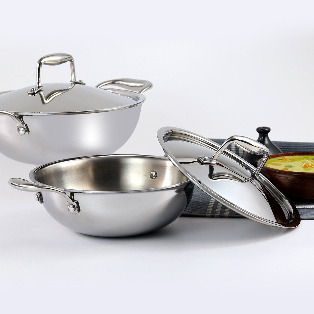 Nigella Stainless Steel Inner Lid Pressure Cooker 3L and Nigella Stainless Steel Triply Kadhai