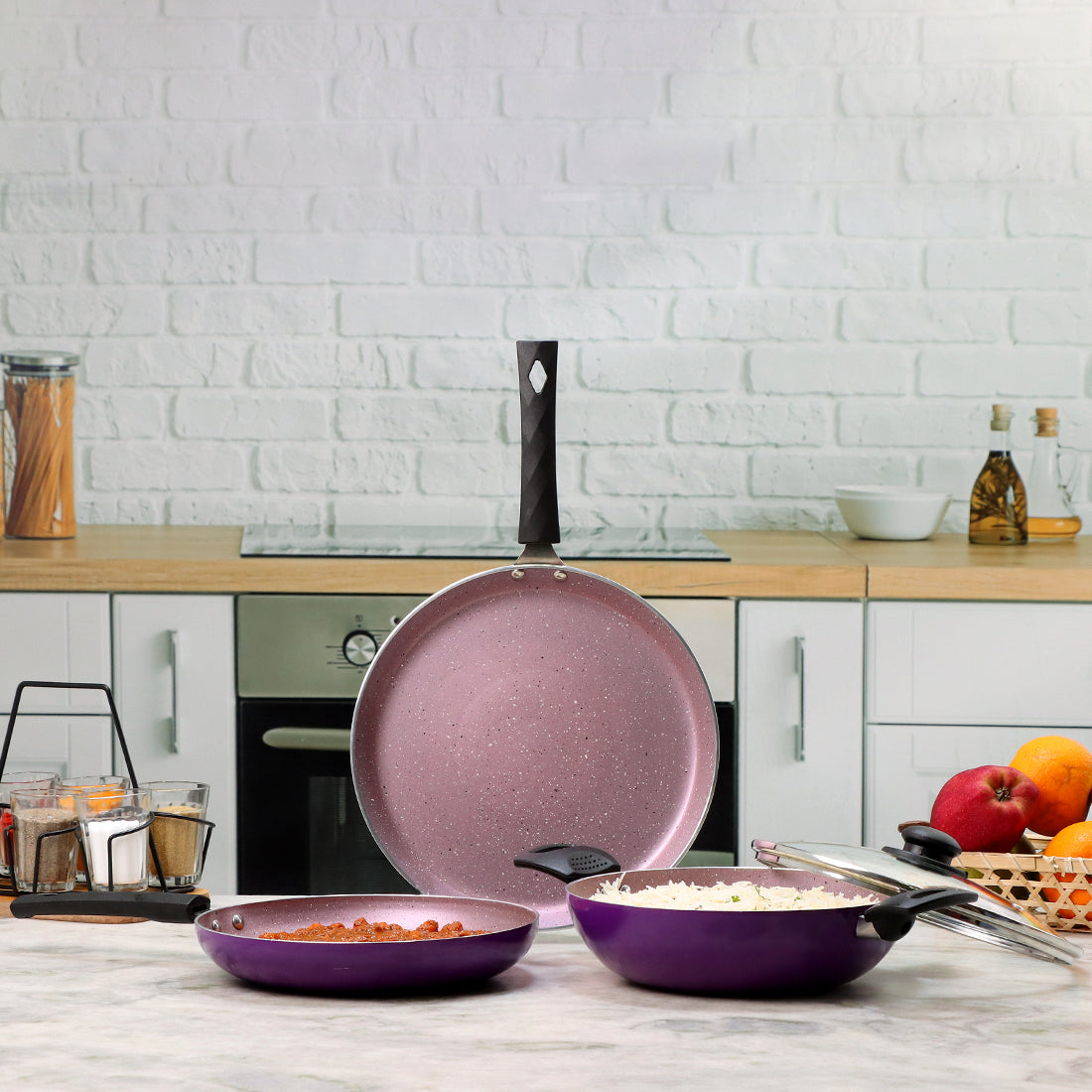 Valencia Non-stick Cookware Set - Purple