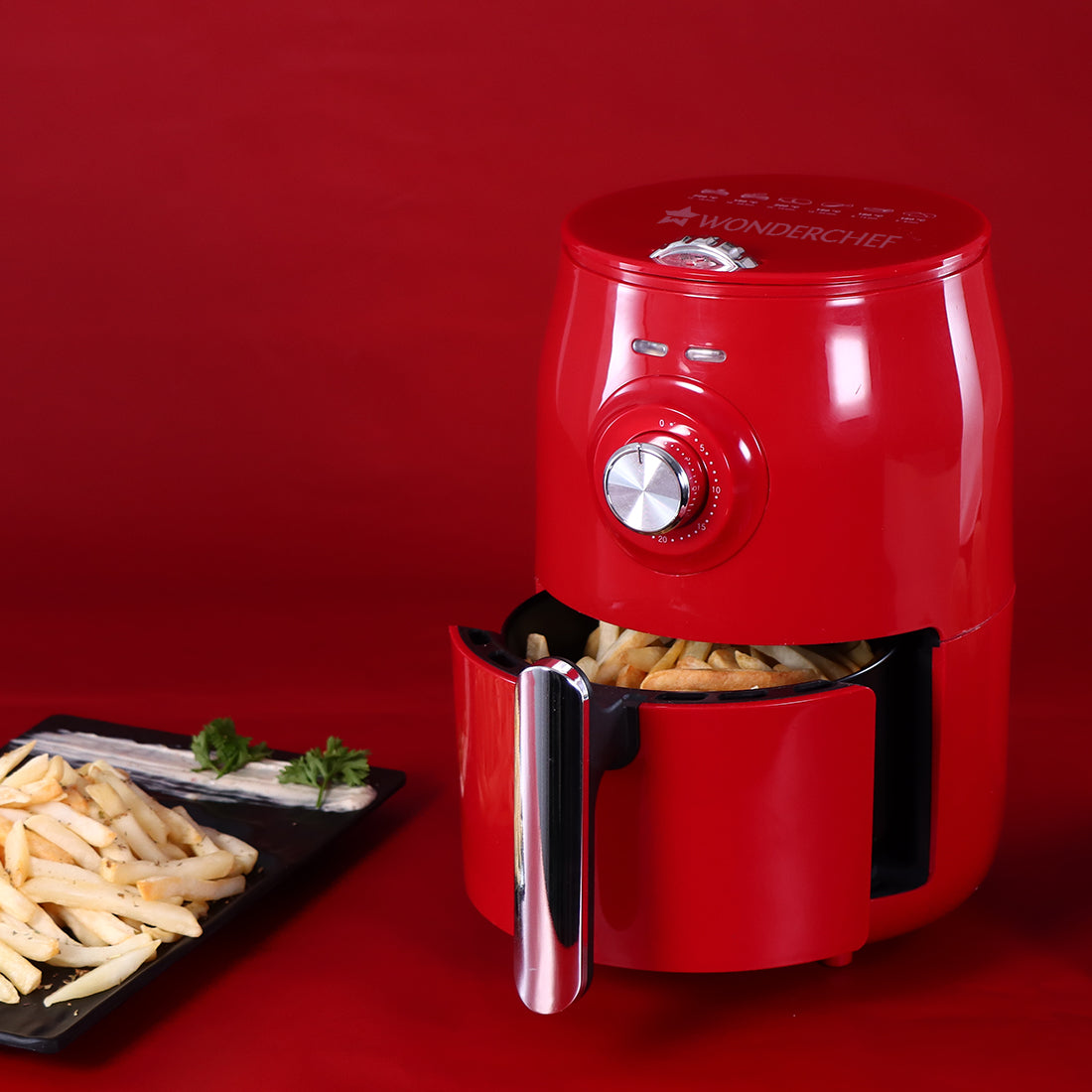 Air Fryer Crimson Edge, 1.8 Litres, Compact, with Auto-shut Off, Non-stick Frying Basket, Timer and Temperature Control Function, 2 Years Warranty, 1000W, Red