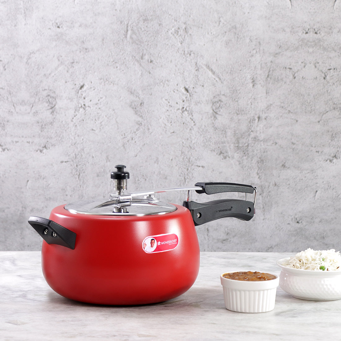 Regalia Induction Base Pressure Cooker with Inner Lid, 5L, 2 Years Warranty, Red