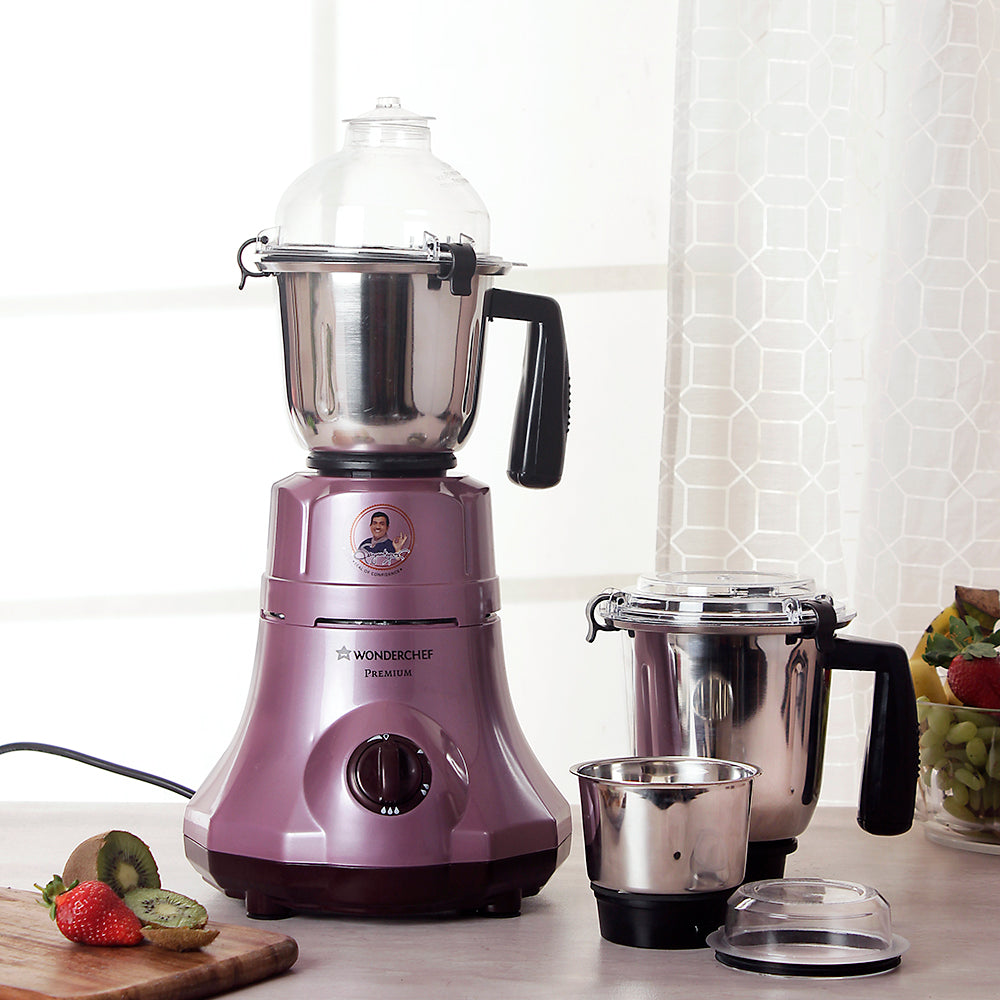 Premium Mixer Grinder, 750W With 3 Thicker Steel Jars, Die-cast Jar Base, 5 Years Warranty on Motor, Velvet