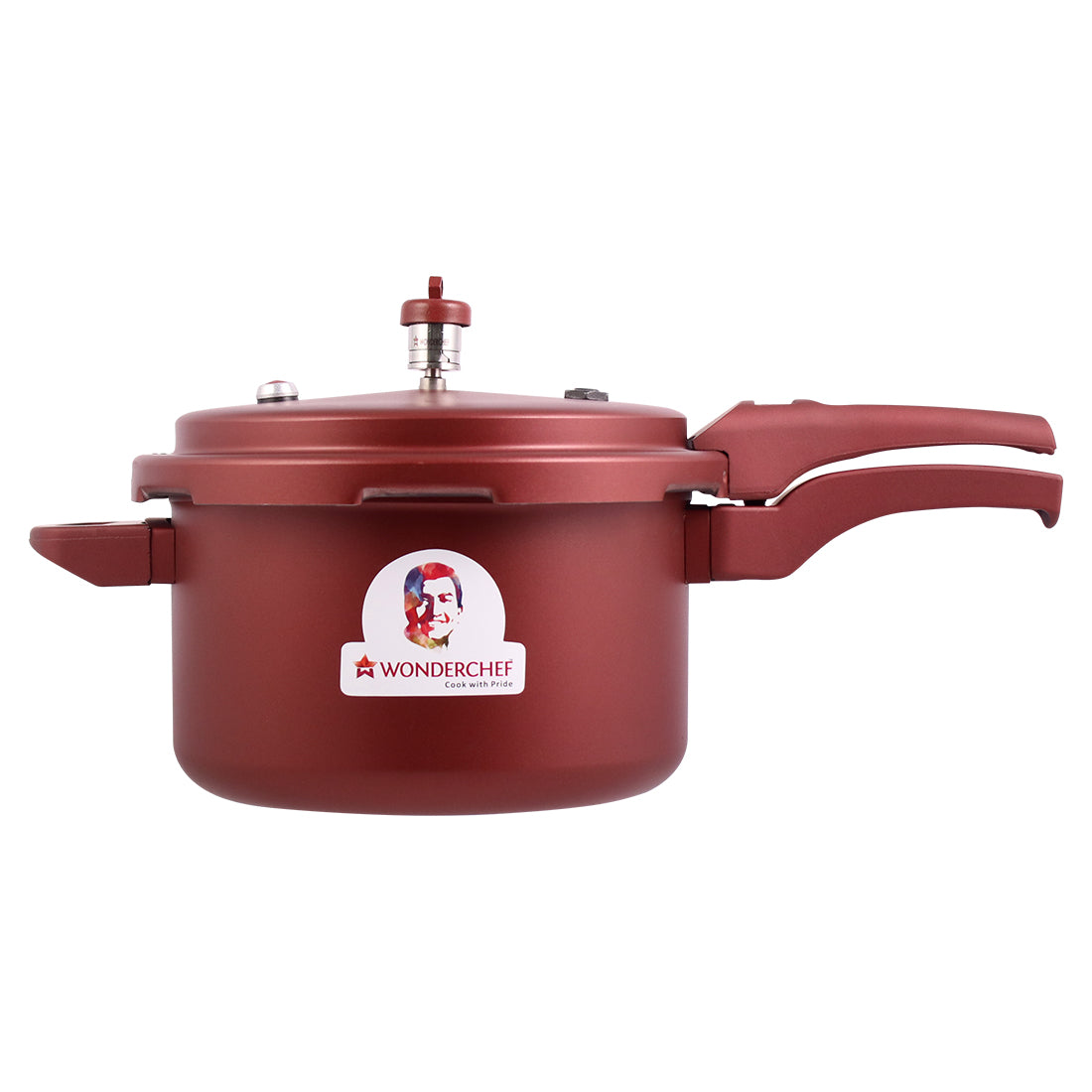 HealthGuard Induction Base Aluminium Nonstick Pressure Cooker with Outer Lid, 5L, Maroon