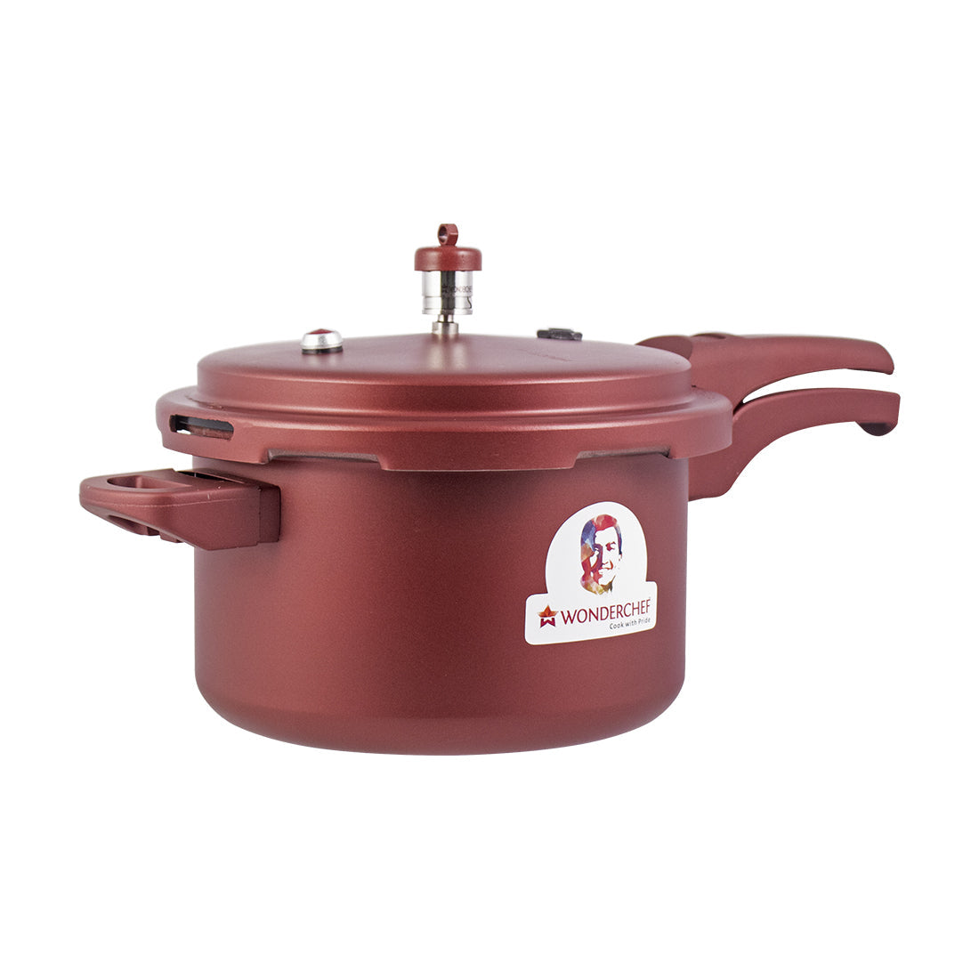 HealthGuard Induction Base Aluminium Nonstick Pressure Cooker with Outer Lid, 5L, Maroon