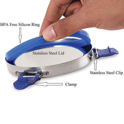 Pdd Falcon Steel Lunch Box Set of 2, Blue - 600 ML Each with 1 Year Warranty