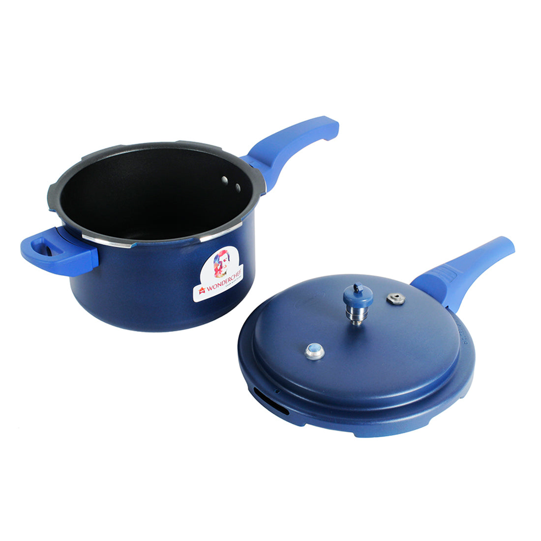 HealthGuard Induction Base Aluminium Nonstick Pressure Cooker with Outer Lid, 5L, Blue