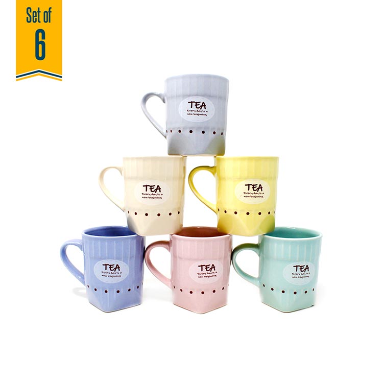 Earth Store Pastel Hexa Tea Cups (Set of 6)