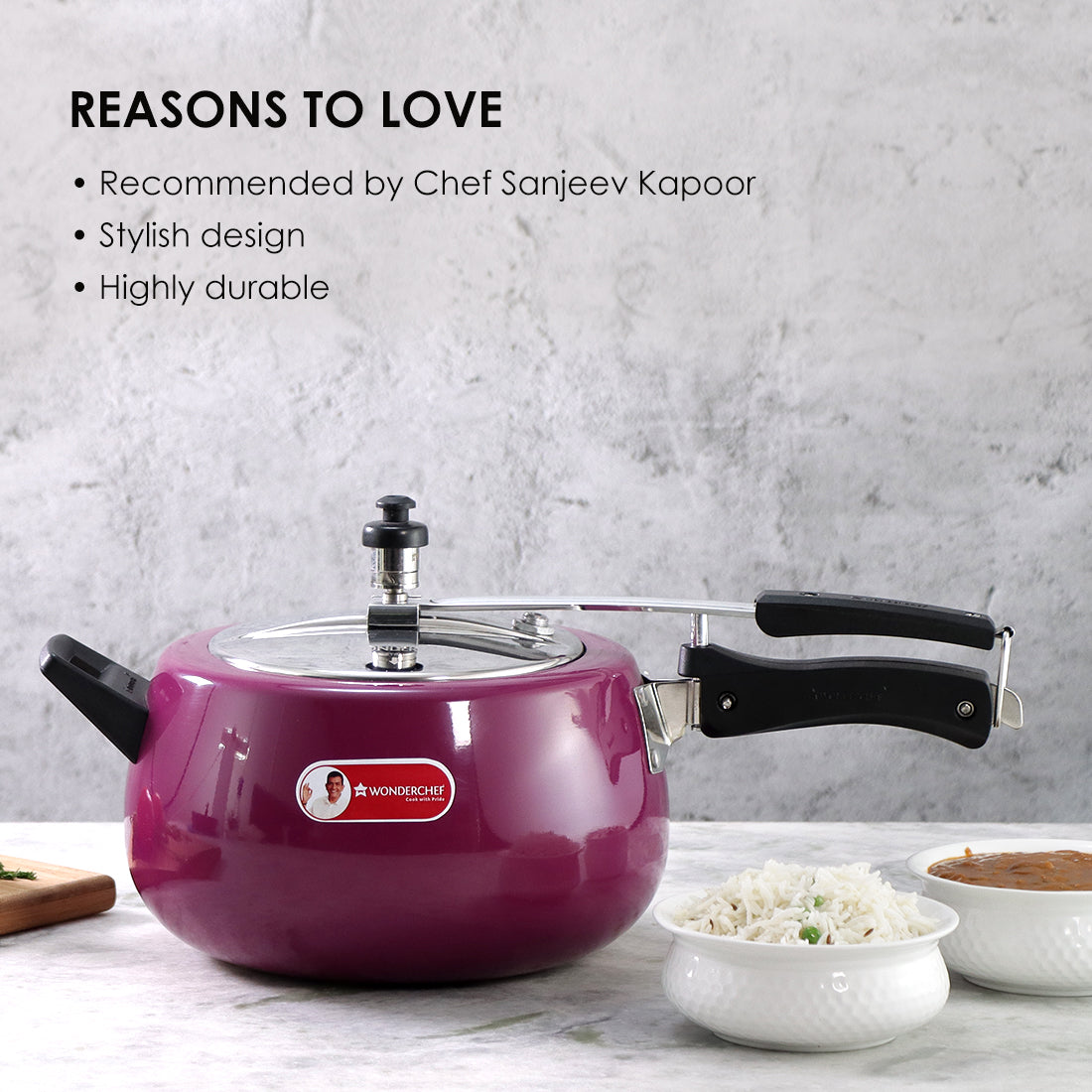 Regalia Induction Base Pressure Cooker with Inner Lid, 5L, 2 Years Warranty, Purple