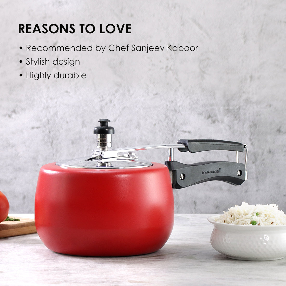 Regalia Induction Base Pressure Cooker with Inner Lid, 3L, 2 Years Warranty, Red