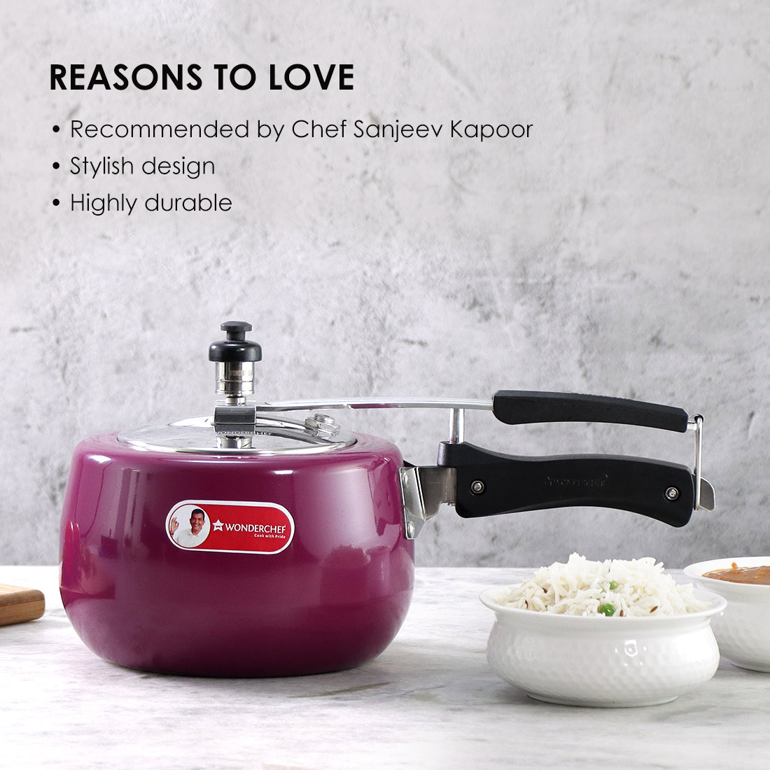 Regalia Induction Base Pressure Cooker with Inner Lid, 3L, 2 Years Warranty, Purple