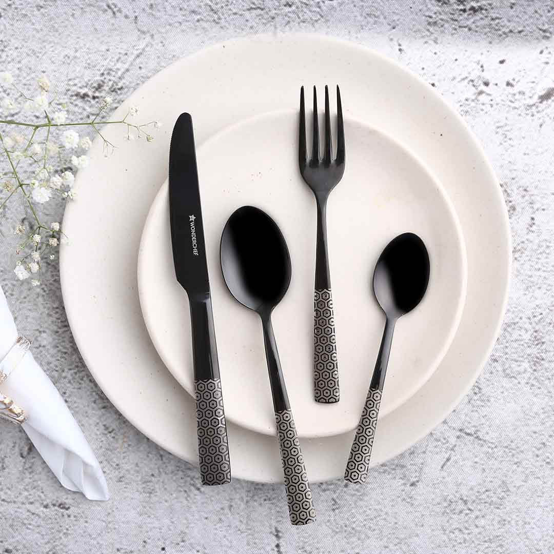 Roma Cutlery Gift Set - Black - Set of 24pcs