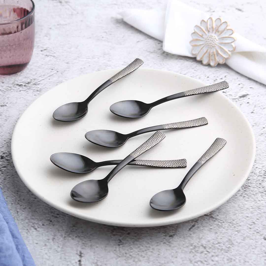 Roma Dinner Spoon - Black - Set of 6pcs