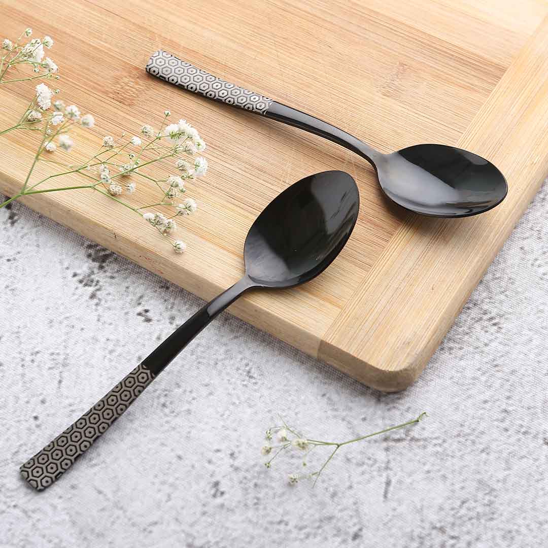 Roma Dinner Spoon - Black - Set of 6pcs