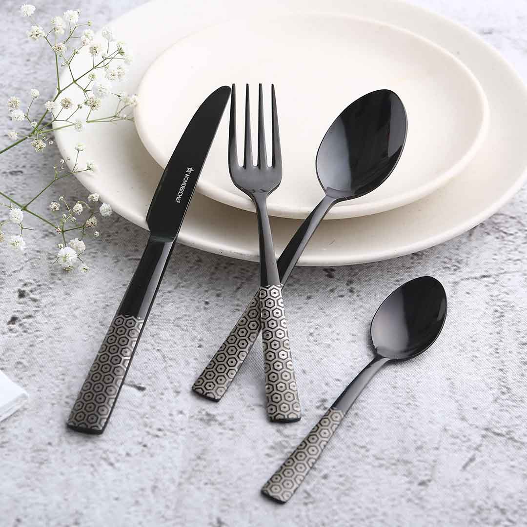 Roma Dinner Spoon - Black - Set of 6pcs