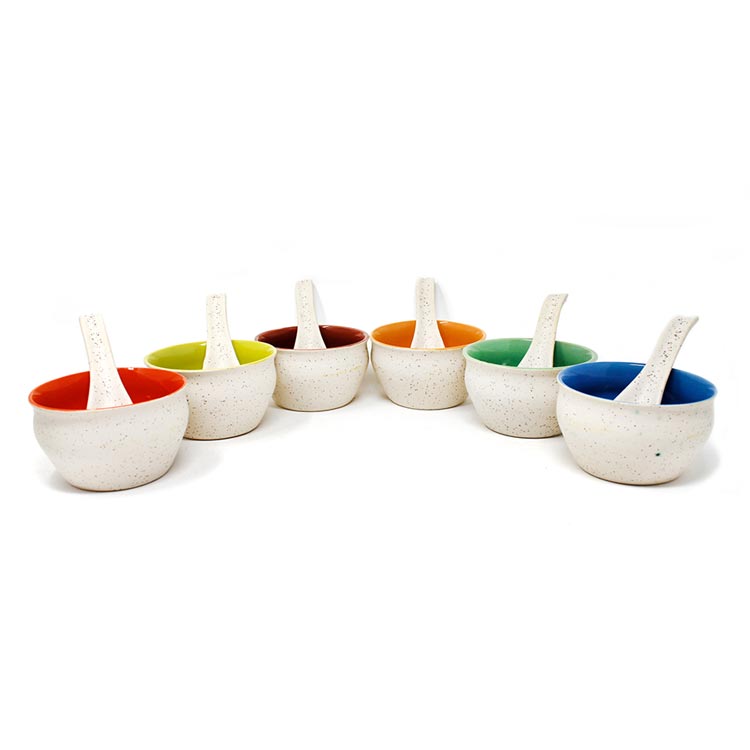 Earth Store White Marble Soup Set (Set of 6)