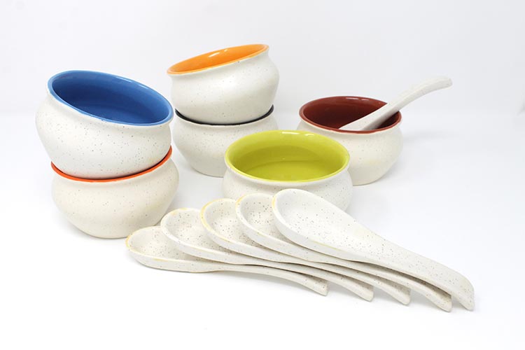 Earth Store White Marble Soup Set (Set of 6)