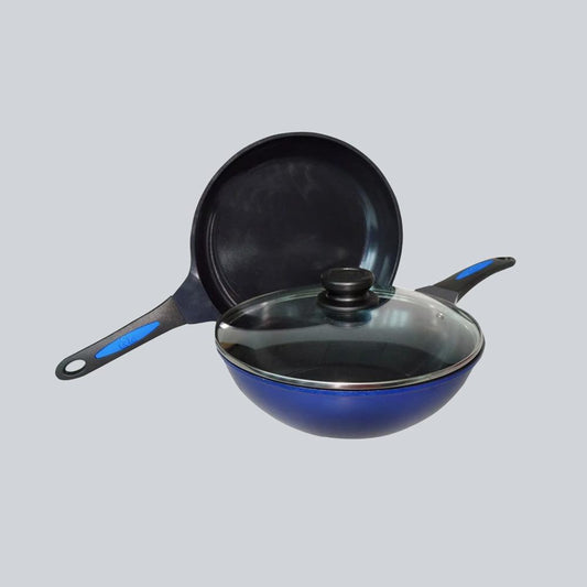 Ceramica Frying Pan and Wok Set, Pure Grade Aluminium, Dishwasher Safe