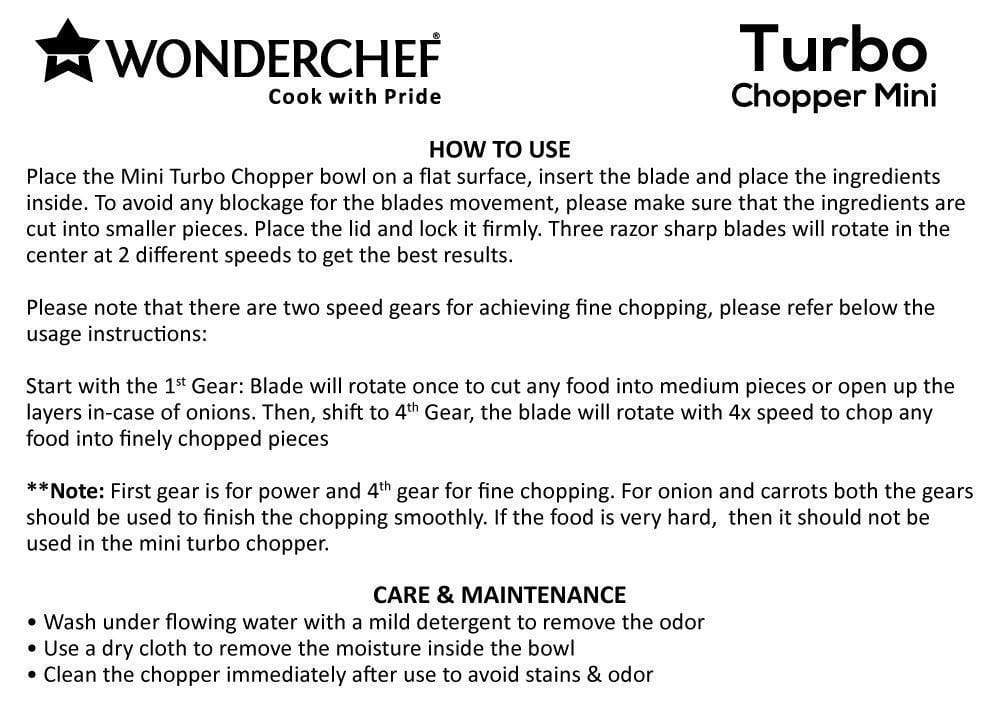 Wonderchef Appliances Wonderchef Turbo-Chopper-Mini