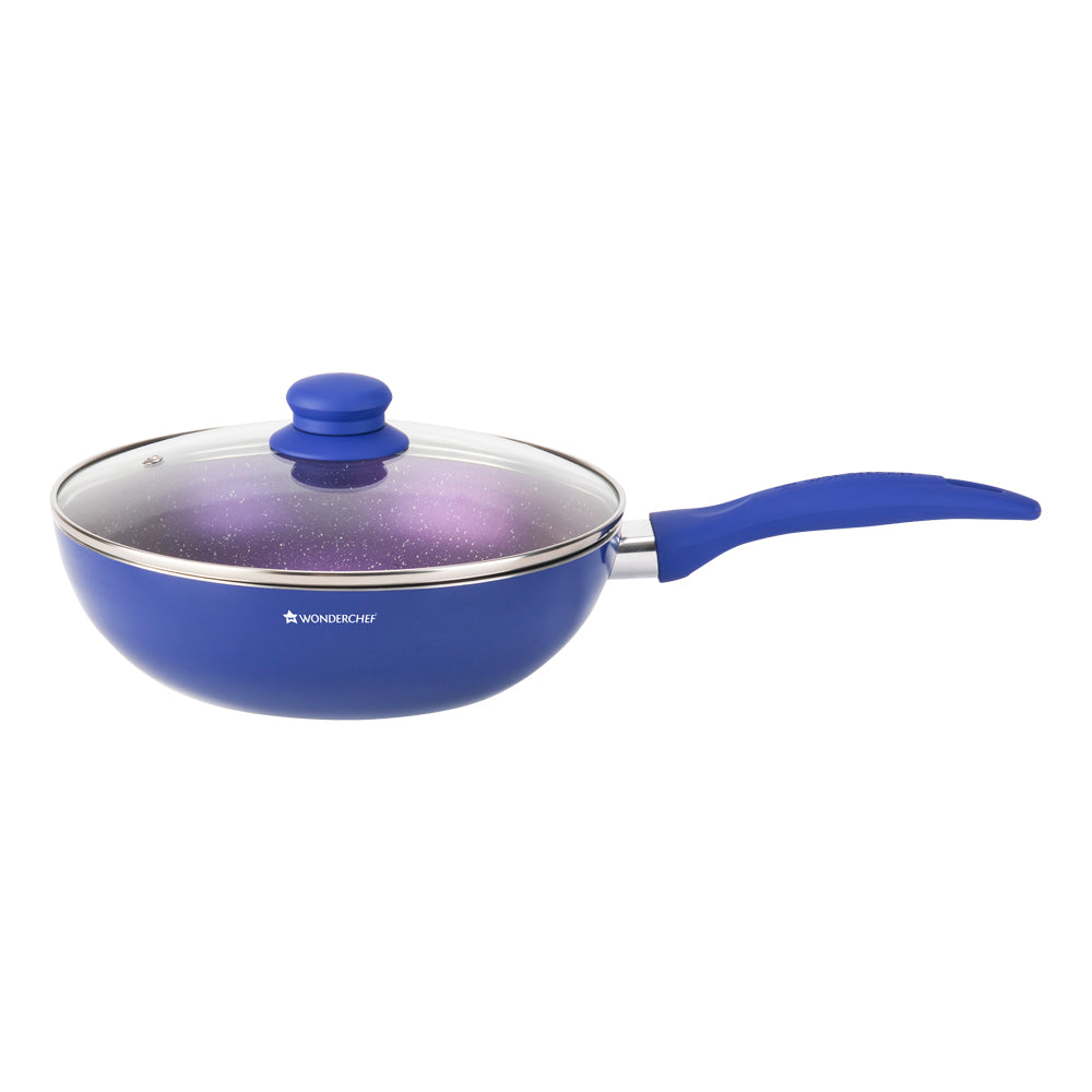 Wonderchef Blueberry Set, Meta Tuff coating, Tempered glass lid with steam vent, 2 years warranty