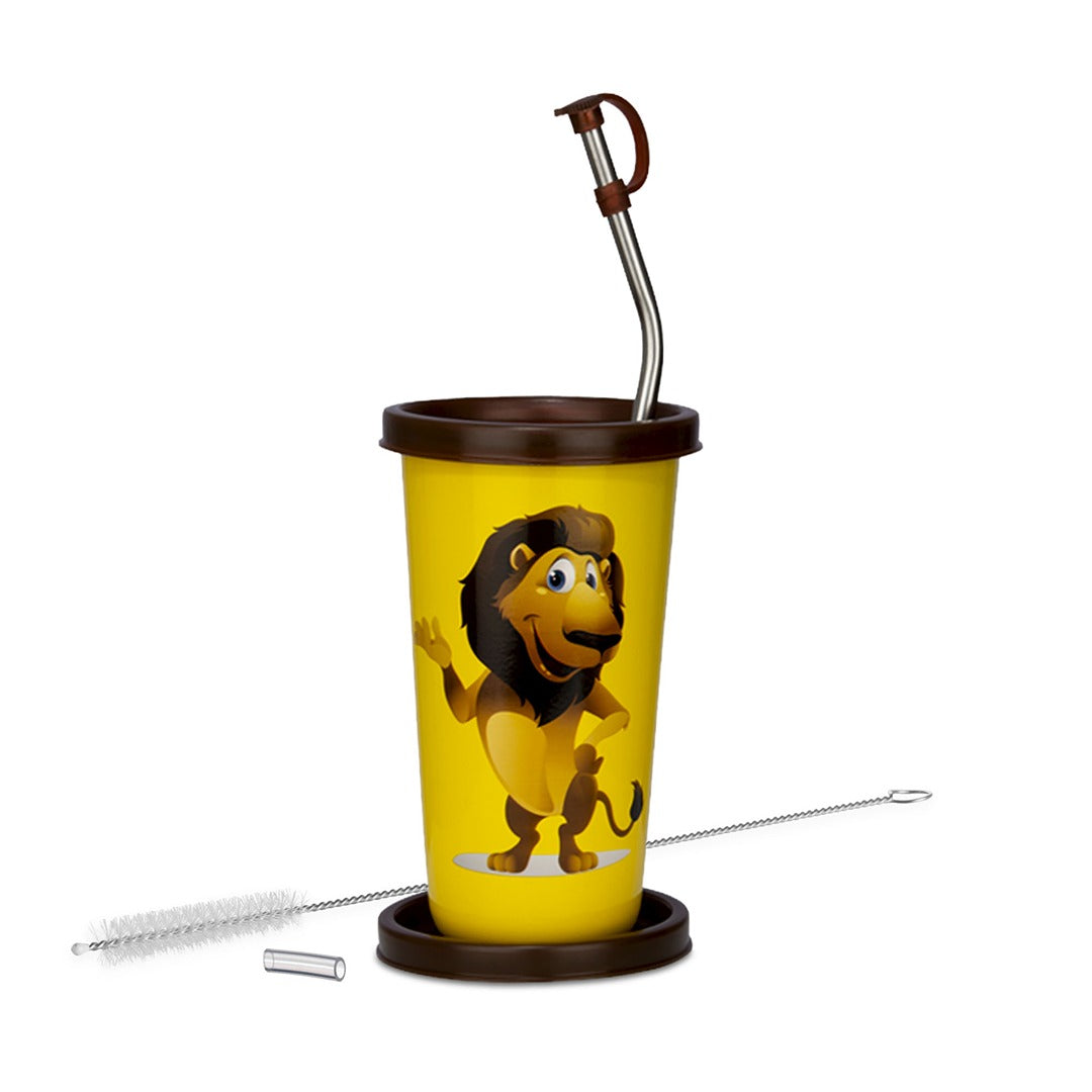 Pdd Falcon Steel Straw Glass 1 Pc Lion Yellow 370 ML