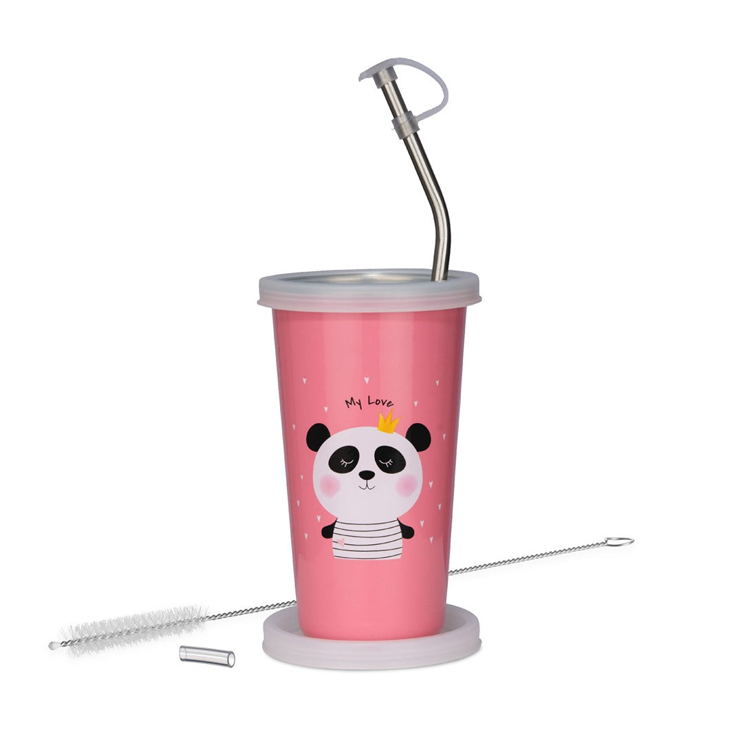 Pdd Falcon Steel Straw Glass 1 Pc Panda Pink 370 ML