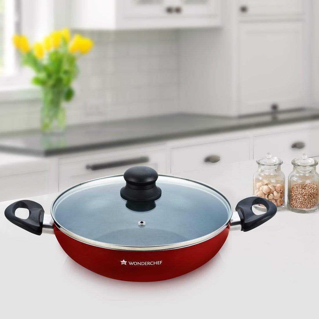 Wonderchef Cookware Wonderchef Ruby Series 24cm Wok With Lid - 2.6L