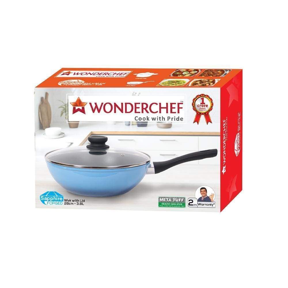 Wonderchef Cookware Wonderchef Sapphire Forged 28Cm Wok With Lid