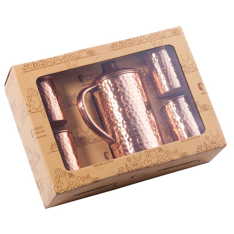 Sanjeev Kapoor Copper Water Jug With copper Tumbler- Set of 5 pcs