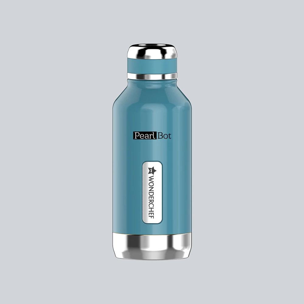 Pearl Bot, 500ml, Double Wall Stainless Steel Vacuum Insulated Hot and Cold Flask, Spill & Leak Proof, Blue Pearl, 2 Years Warranty