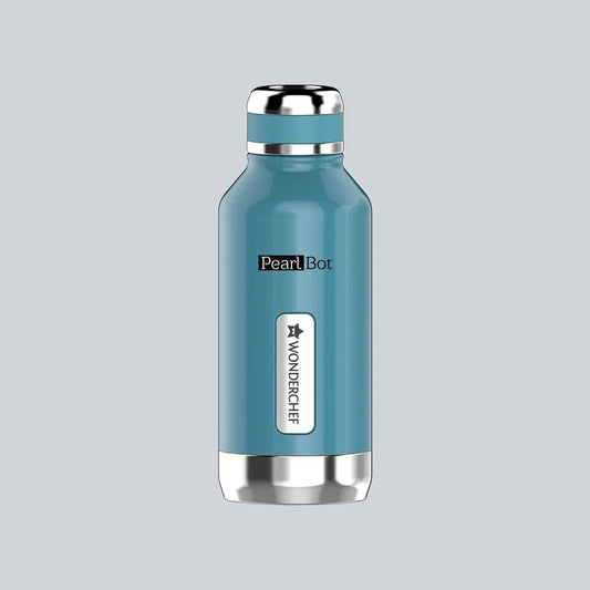 Pearl Bot, 500ml, Double Wall Stainless Steel Vacuum Insulated Hot and Cold Flask, Spill & Leak Proof, Blue Pearl, 2 Years Warranty