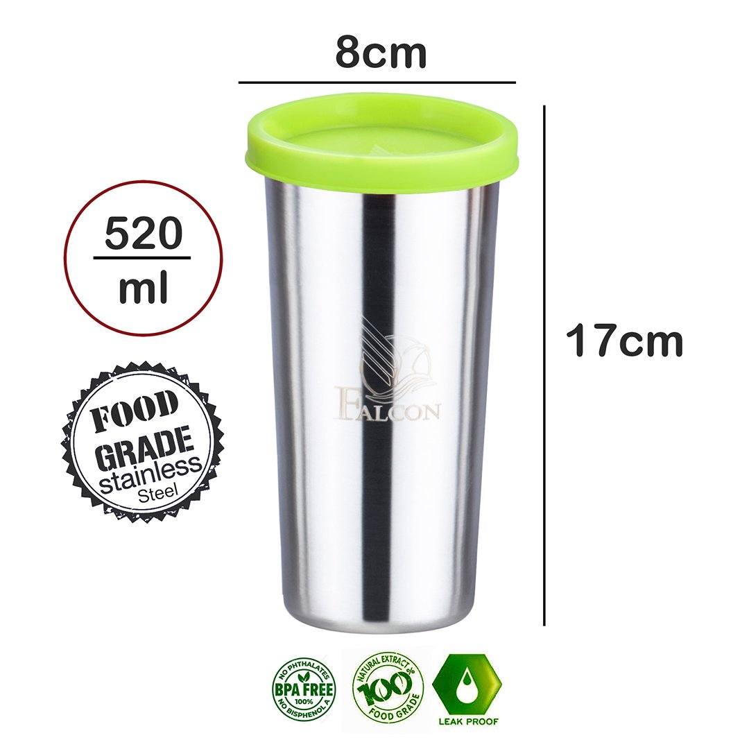 Pdd Falcon Steel Straw Glass 1 Pc Green 520 ML