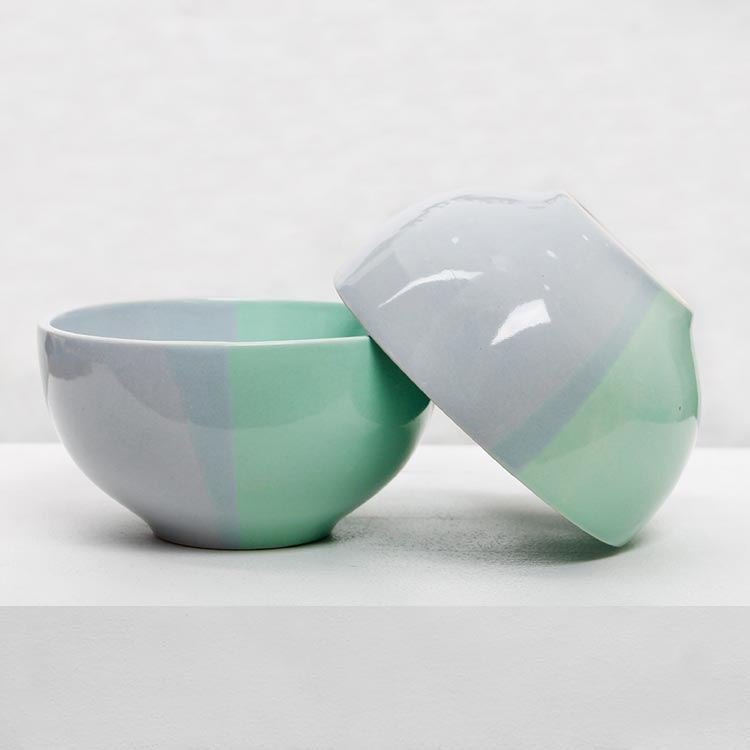 Earth Store   Green Grey Dual Tone Bowl  (Set of 2)