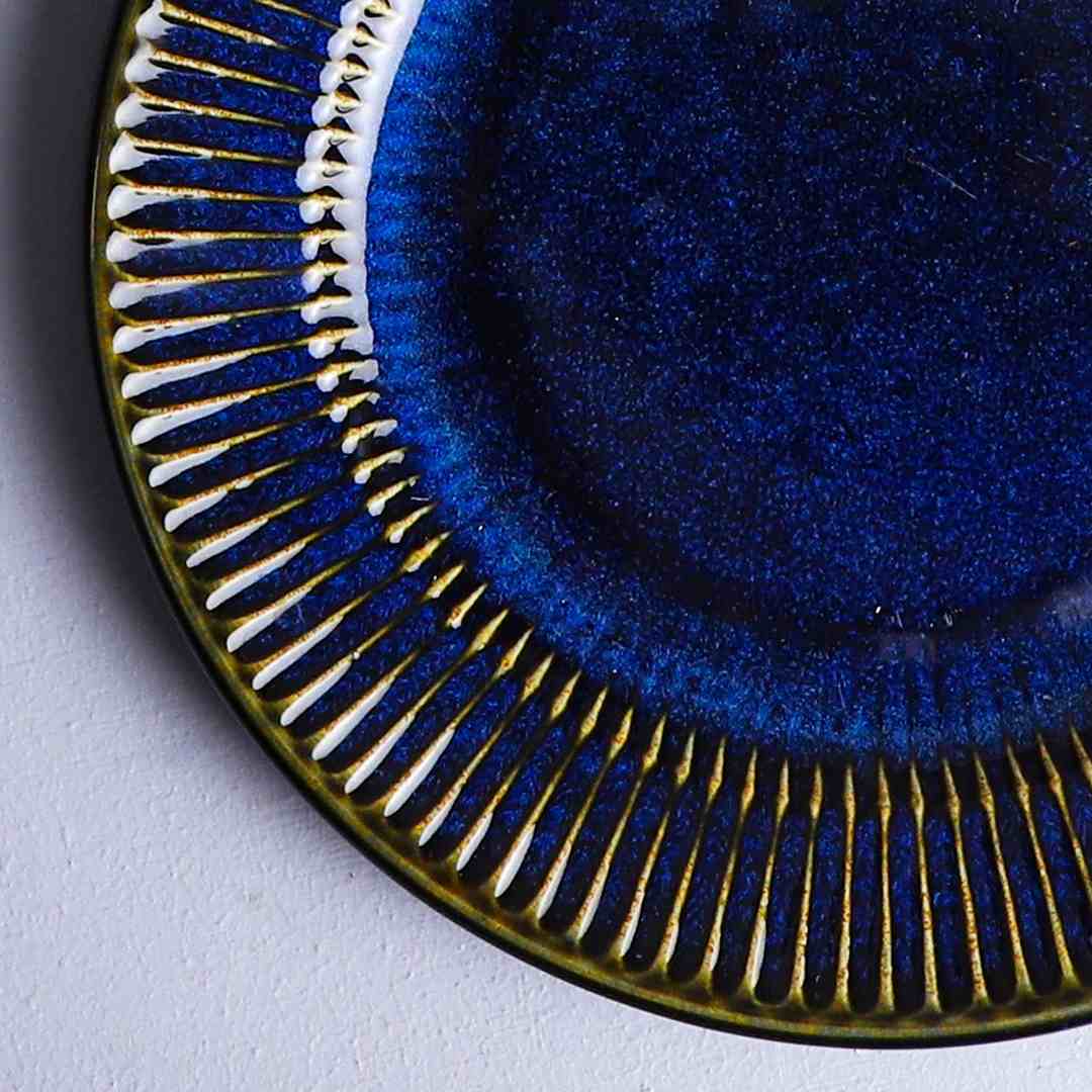 Amalfiee Handmade 10" Exclusive Mehran Dinner Plates with Golden Rimmed Edges set of 2pcs