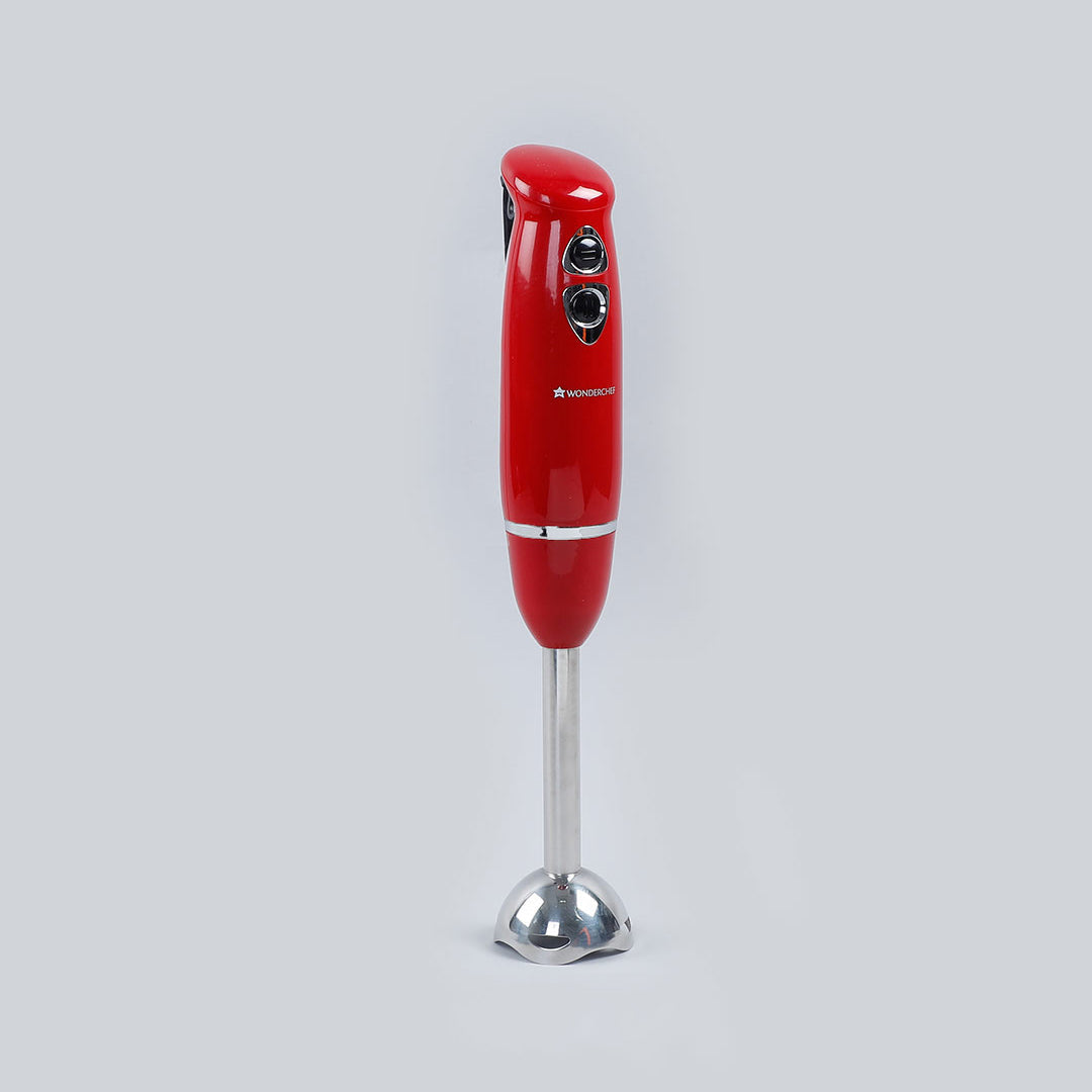 Hand Blender Crimson Edge, Thin Body, Low Noise Operation, Sharp Stainless Steel Blades, Detachable Shaft, 2 Years Warranty, 400W, Red