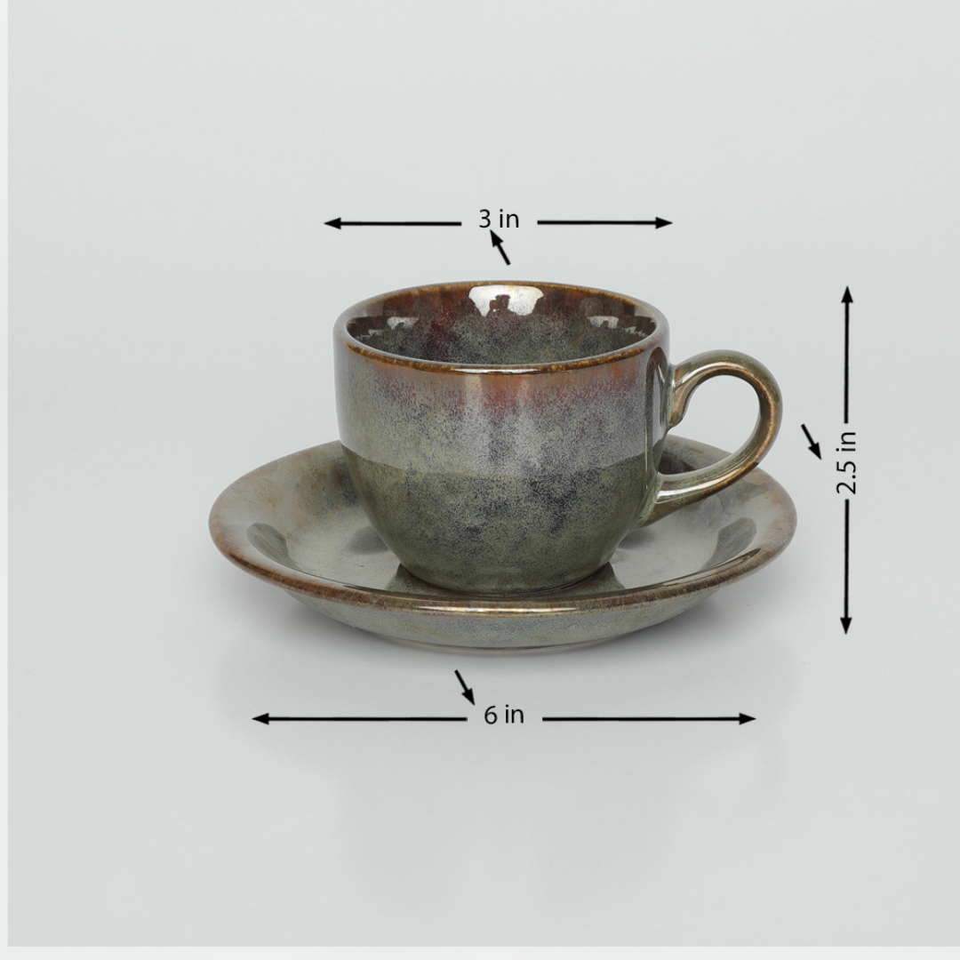 Amalfiee 6″ Handmade Navhara Tea Cup & Saucer Set of 4