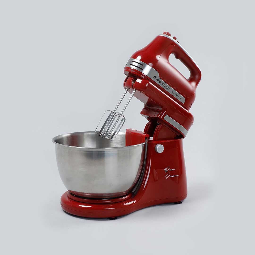 Stand Mixer, Beater And Dough Kneader Crimson Edge, 3 Attachments, 5 Speed Setting, 4.5L Bowl, 2 Years Warranty, 300W – Red