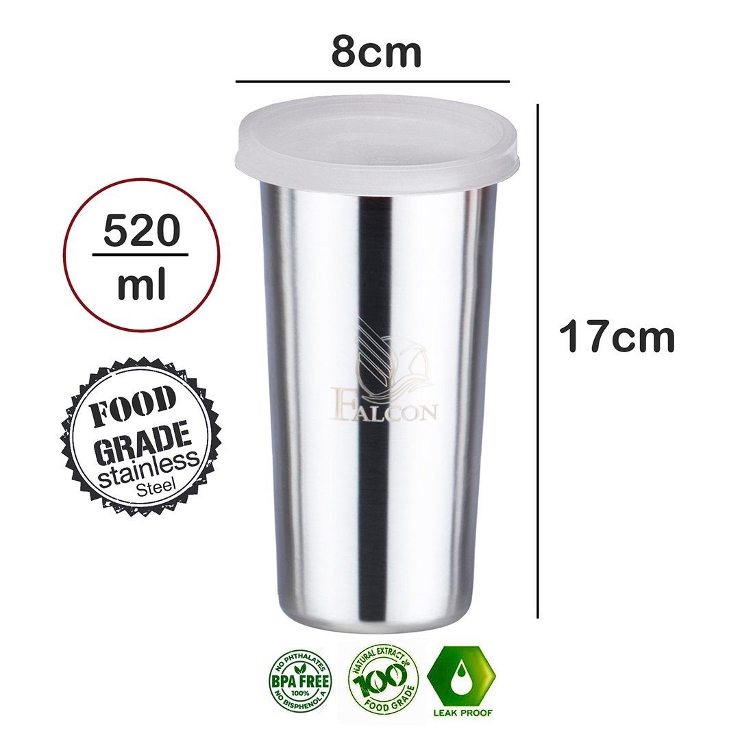 Pdd Falcon Steel Straw Glass 1 Pc Silver 370 ML